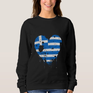 Greece Flag Hellenes Greek Roots Hellenic Heart Gr Sweatshirt