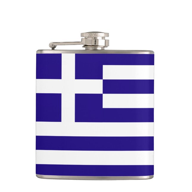 Greece Flag Hip Flask (Front)