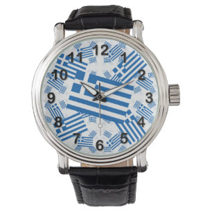 Greece Flag in Multiple Colourful Layers Askew Watch