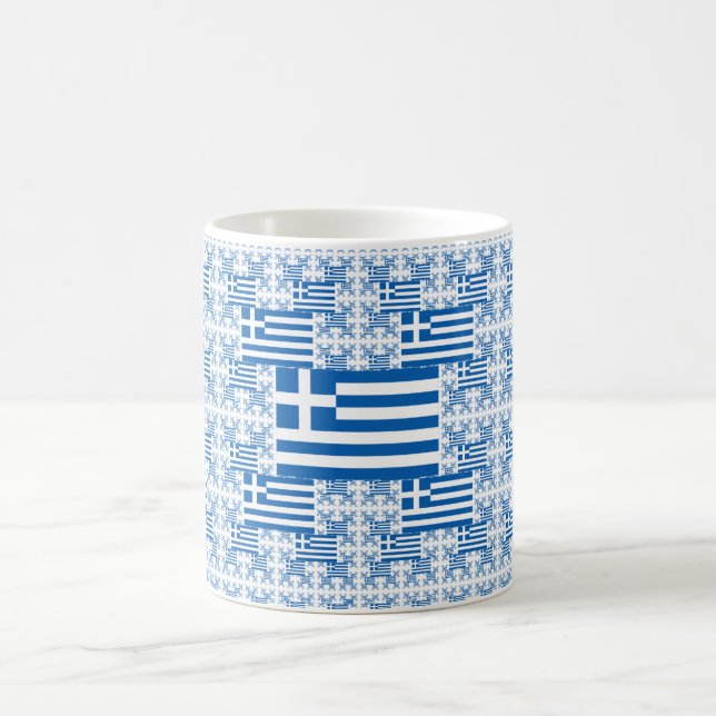 Greece Flag in Multiple Colourful Layers Coffee Mug (Center)