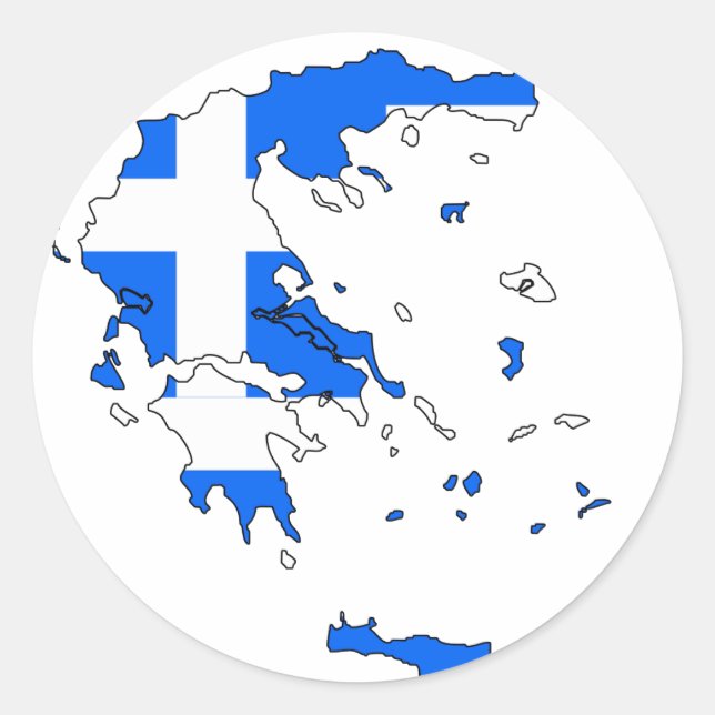 Greece flag map classic round sticker (Front)