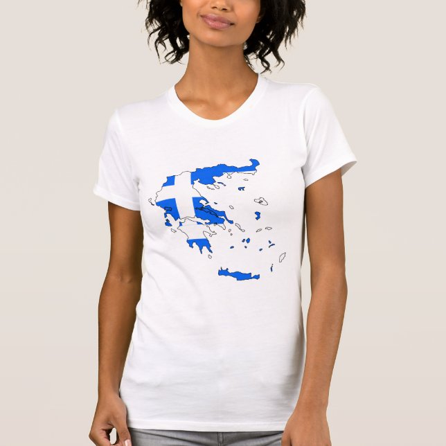 Greece Flag Map full size T-Shirt (Front)
