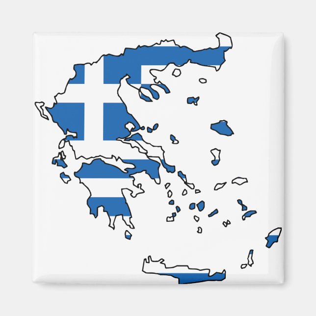 Greece Flag Map GR Magnet (Front)