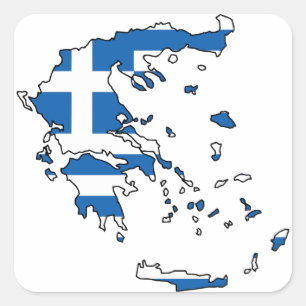 Greece Flag Map GR Square Sticker