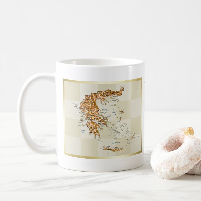 Greece Flag + Map Mug (With Donut)