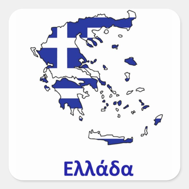 GREECE FLAG MAP SQUARE STICKER (Front)