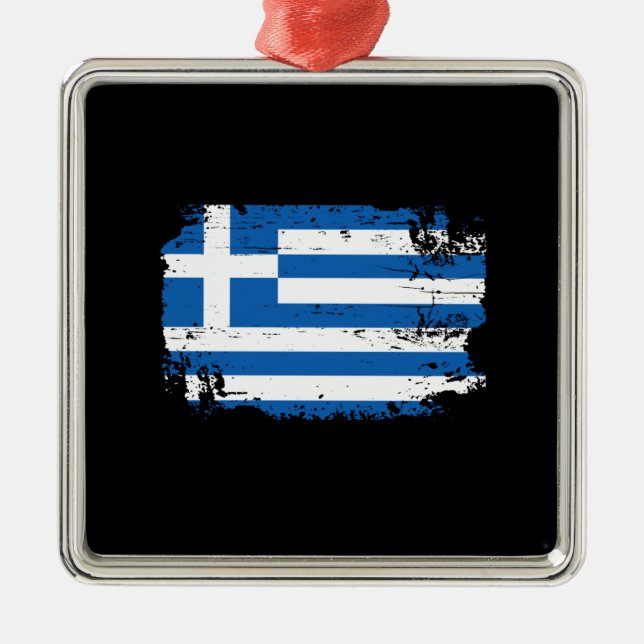 Greece Flag Metal Tree Decoration (Front)