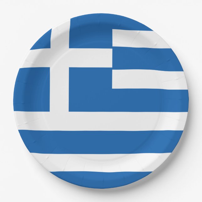Greece Flag Paper Plate (Front)