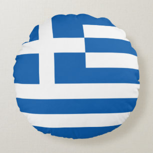 Greece Flag Round Cushion