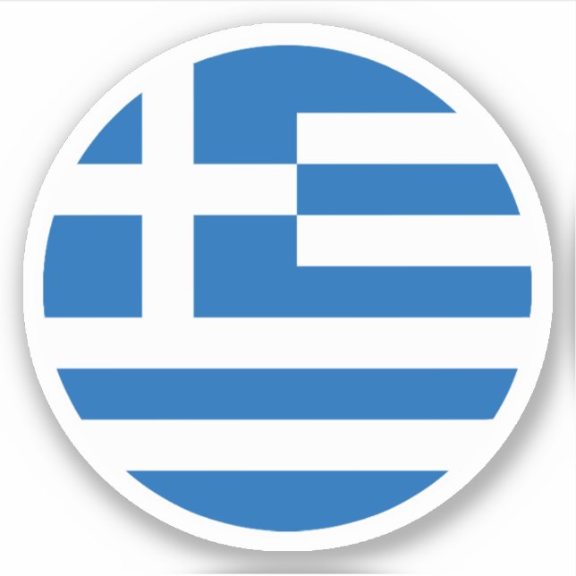 Greece Flag Round Sticker (Front)