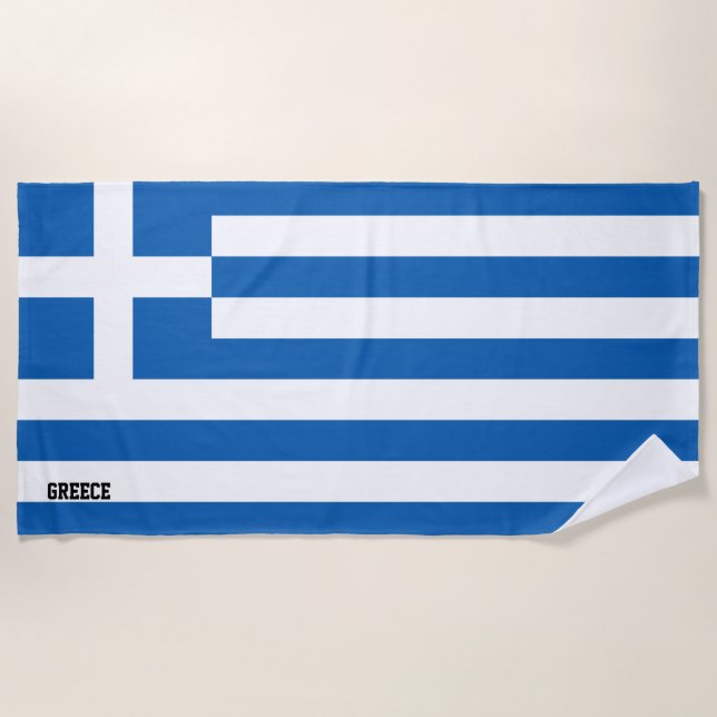 Greece Flag Splendid Patriotic Beach Towel (Front)