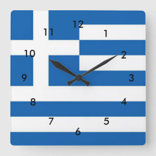 Greece Flag Square Wall Clock