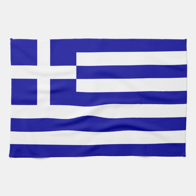 Greece Flag Tea Towel (Horizontal)