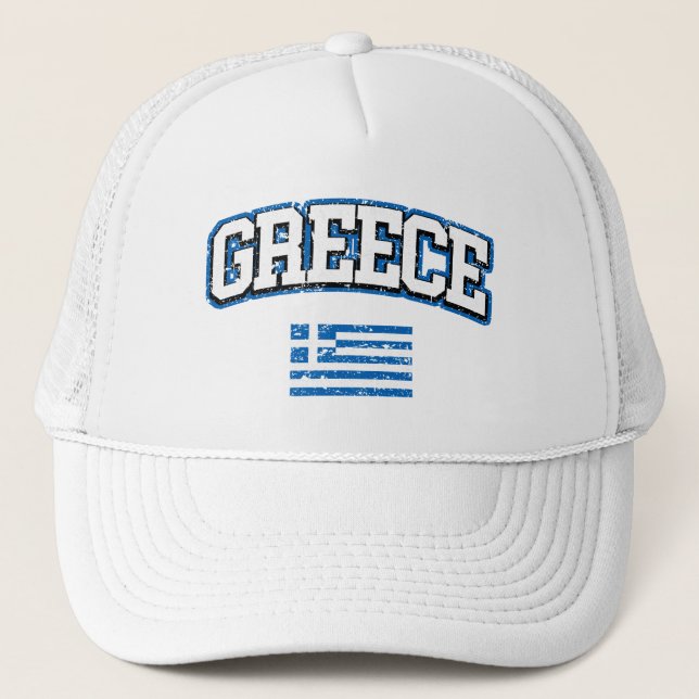 Greece  Flag Trucker Hat (Front)