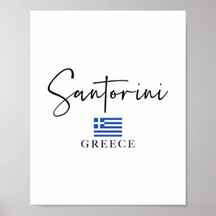 Greece Flag Vacation - Island Santorini  Poster
