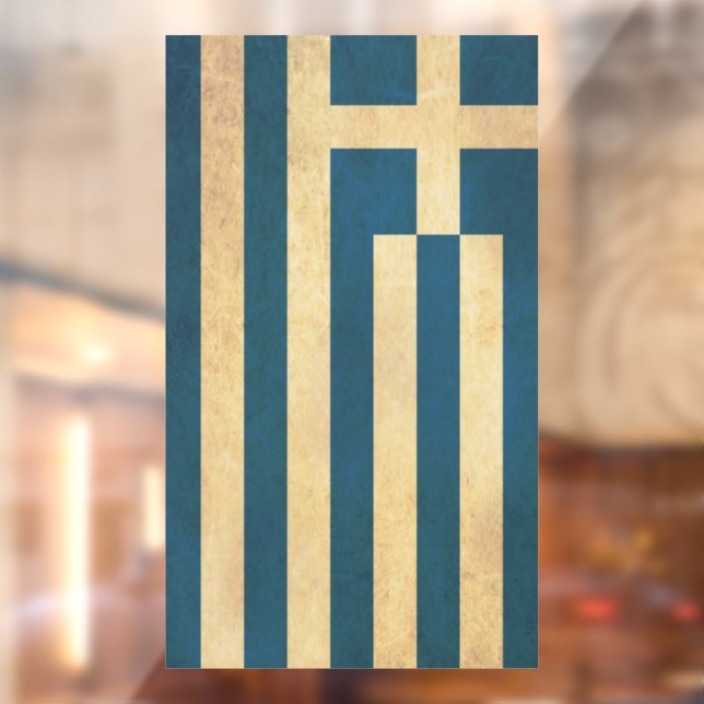 Greece Flag Vintage Design Window Cling (Sheet 2)