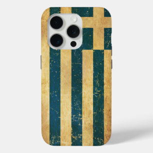 Greece Flag Vintage Grunge iPhone 15 Pro Case