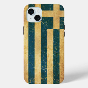 Greece Flag Vintage Grunge iPhone 15 Mini Case