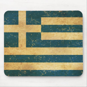 Greece Flag Vintage Grunge Design Mouse Mat