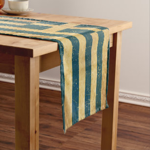  Greece Flag Vintage Grunge Short Table Runner