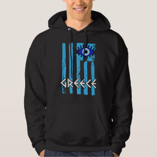 Greece Flag With A Nazar Charm Spiritual Evil Eye  Hoodie