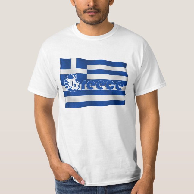 Greece Football Flag T-Shirt (Front)