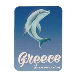 Greece for a vacation Dolphin travel poster Magnet