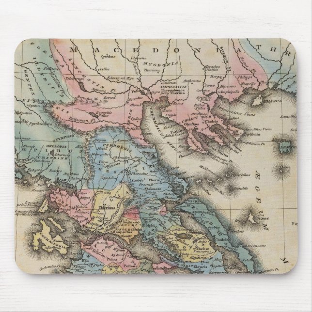 Greece Full colour Atlas Map Mouse Mat (Front)