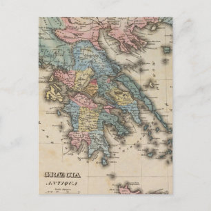 Greece Full colour Atlas Map Postcard