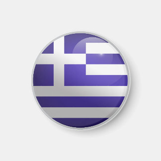 Greece Glossy Circle Flag Magnet