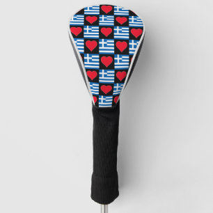 Greece Golf Love Heart Pattern Patriotic Greek Head Cover
