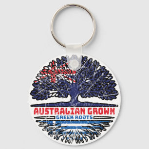 Greece Greek Australian Australia Tree Roots Flag Key Ring