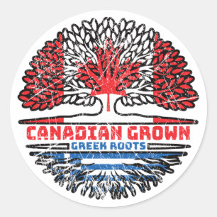 Greece Greek Canadian Canada Tree Roots Flag Classic Round Sticker