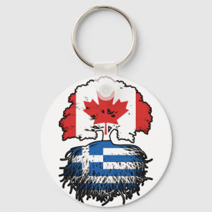 Greece Greek Canadian Canada Tree Roots Flag Key Ring