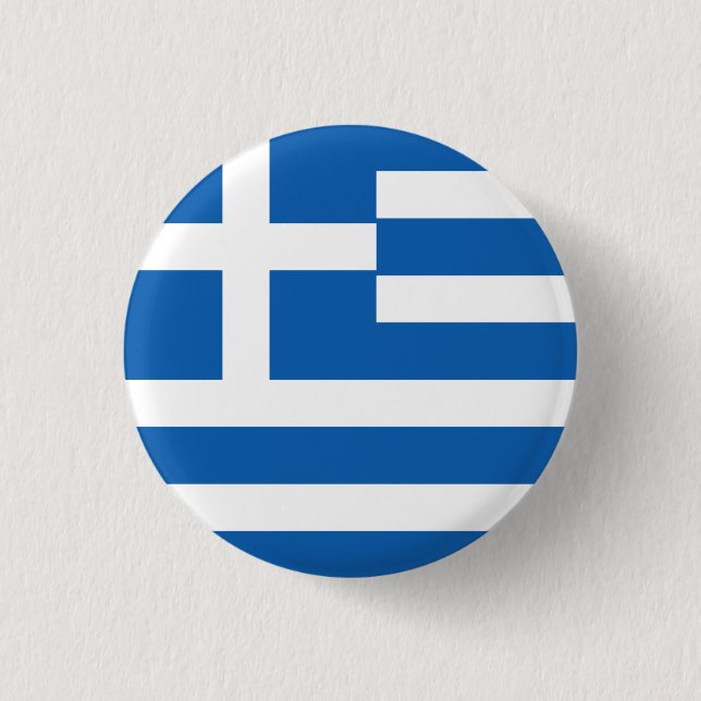 Greece (Greek) Flag 3 Cm Round Badge (Front)