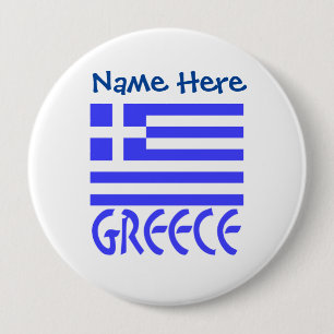 Greece Greek Flag Blue Personalisation  10 Cm Round Badge