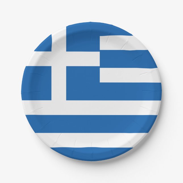 Greece (Greek) Flag Paper Plate (Front)