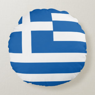 Greece (Greek) Flag Round Cushion
