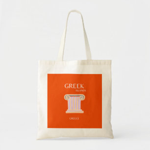 Greece, Greek Islands, Travel Preppy, Orange Tote Bag