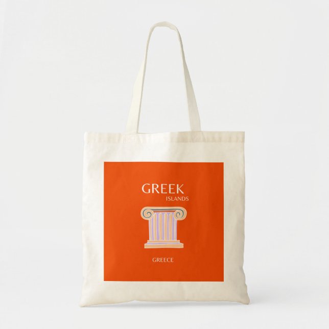 Greece, Greek Islands, Travel Preppy, Orange Tote Bag (Front)