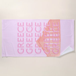Greece, Greek Travel Art, Pastel Travel Art, Pink Beach Towel