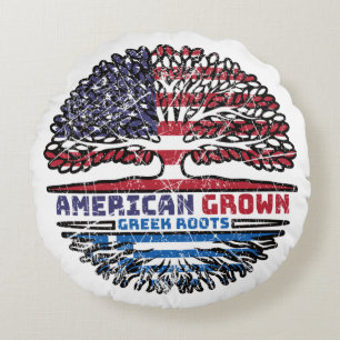 Greece Greek US American USA United States Tree Round Cushion