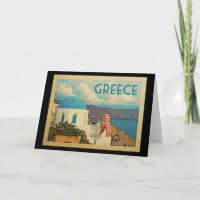 Greece Greeting Card Santorini Vintage Travel