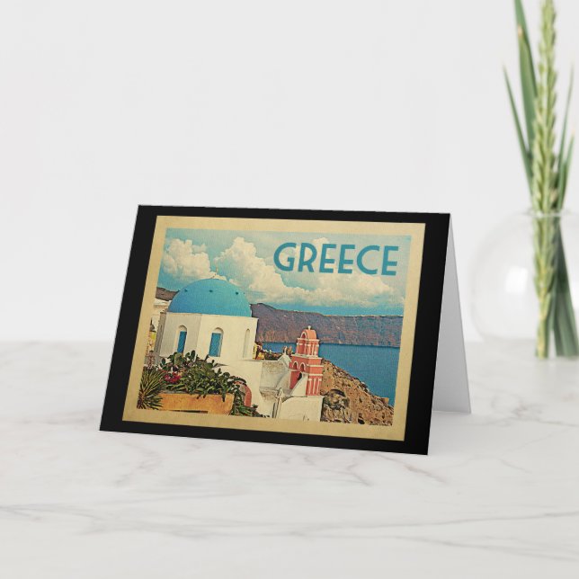 Greece Greeting Card Santorini Vintage Travel (Front)