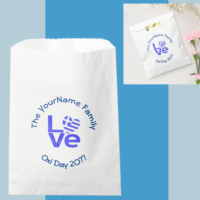 Greece Heart Flag Blue LOVE Personalised  Favour Bags (Creator Uploaded)