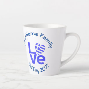 Greece Heart Flag Blue LOVE Personalised  Latte Mug