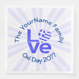 Greece Heart Flag Blue LOVE Personalised Napkin