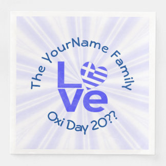Greece Heart Flag Blue LOVE Personalised  Napkin