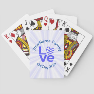 Greece Heart Flag Blue LOVE Personalised  Playing Cards