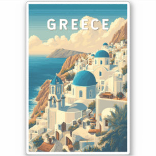 Greece Illustration Travel Art Vintage